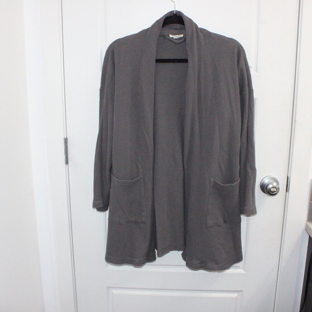 Eileen Fisher Charcoal Gray Open Front Cardigan Organic Cotton S/M